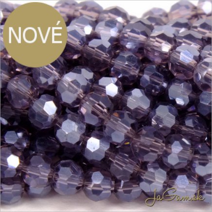 Sklenené brúsené korálky - ohňovky 3mm fialová s listrom, 60ks (5102)