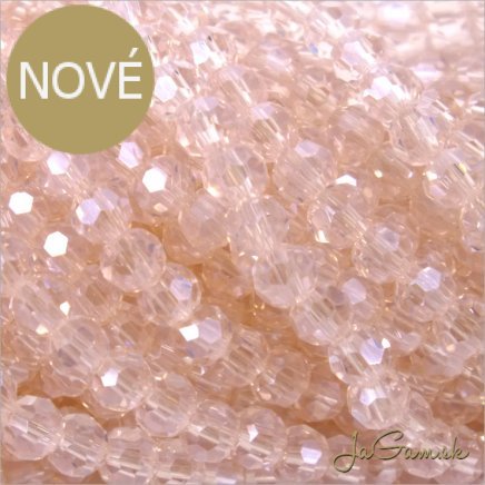 Sklenené brúsené korálky - ohňovky 3mm ružová s listrom, 60ks (5111)