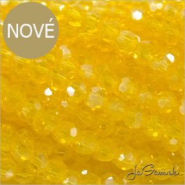 Sklenené brúsené korálky - ohhňovky 4mm žltá s listrom, 50ks (5422)