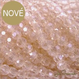 Sklenené brúsené korálky - ohhňovky 4mm ružová s listrom, 50ks (5425)