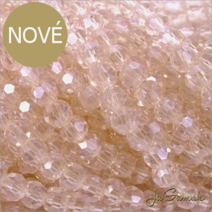 Sklenené brúsené korálky - ohhňovky 4mm ružová s listrom, 50ks (5425)