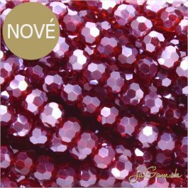 Sklenené brúsené korálky - ohhňovky 4mm červená s listrom/bordová., 50ks (5429)