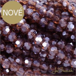 Sklenené brúsené korálky - ohhňovky 4mm fialová s listrom, 50ks (5431)