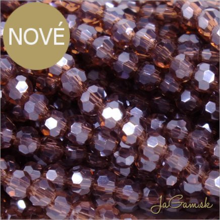 Sklenené brúsené korálky - ohhňovky 4mm fialová s listrom, 50ks (5431)