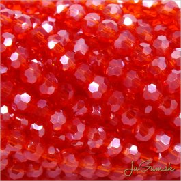 Sklenené brúsené korálky - ohhňovky 4mm červená s listrom, 50ks (5427)