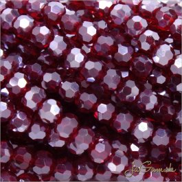 Sklenené brúsené korálky - ohňovky 3mm červená tm.s listrom, 60ks (5099)