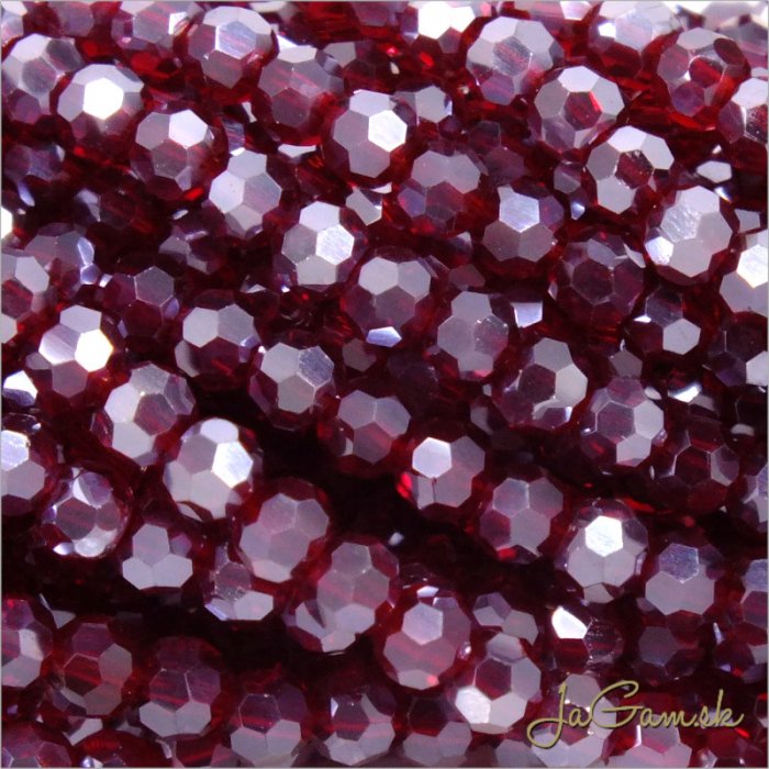 Sklenené brúsené korálky - ohňovky 3mm červená tm.s listrom, 60ks (5099)