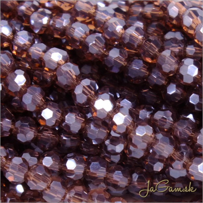 Sklenené brúsené korálky - ohhňovky 4mm fialová s listrom, 50ks (5431)