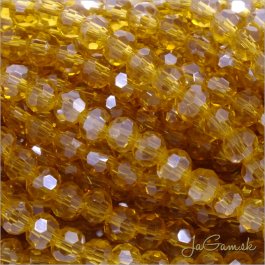 Sklenené brúsené korálky - ohhňovky 4mm žltohnedá s listrom, 50ks (5423)