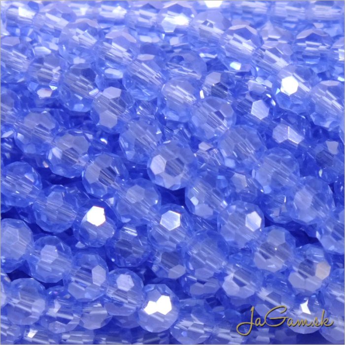 Sklenené brúsené korálky - ohňovky 3mm modrá s listrom, 60ks (5103)