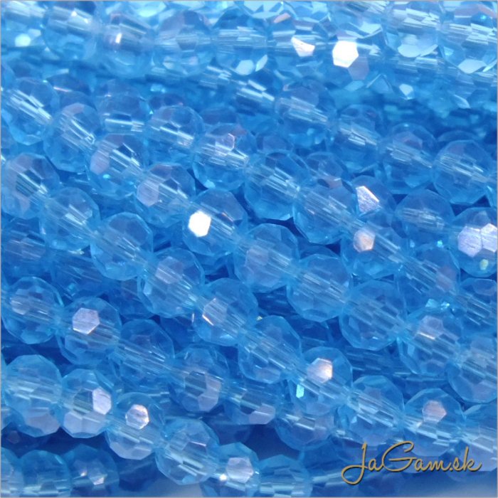 Sklenené brúsené korálky - ohňovky 3mm modrá s listrom, 60ks (5104)