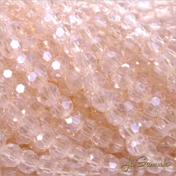 Sklenené brúsené korálky - ohňovky 3mm ružová s listrom, 60ks (5111)