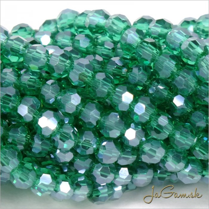 Sklenené brúsené korálky - ohňovky 3mm zelená s listrom, 60ks (5109)