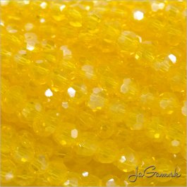 Sklenené brúsené korálky - ohňovky 3mm žltá s listrom, 60ks (5094)