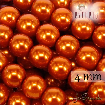 Voskované perly - ESTRELA - oranžová 12879, veľkosť 4 mm, 30 ks (č.6) 