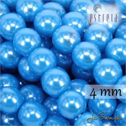 Voskované perly - ESTRELA - modrá azurová 13378, veľkosť 4 mm, 30 ks (č.15)