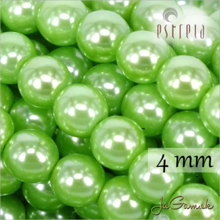 Voskované perly - ESTRELA - zelená 13548 veľkosť 4 mm, 30 ks (č.16)