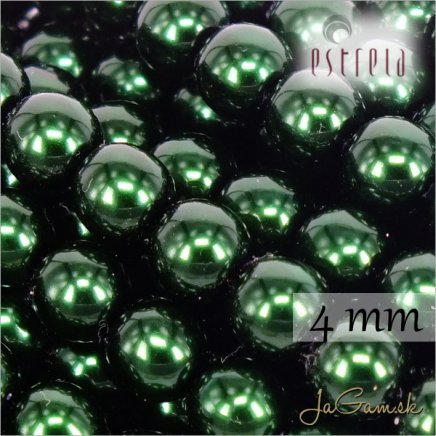 Voskované perly - ESTRELA - zelená tmavá 12588, veľkosť 4 mm, 30 ks (č.18)