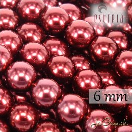 Voskované perly - ESTRELA - červená vínová 12997, veľkosť 6 mm, 20 ks (č.10)