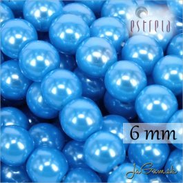 Voskované perly - ESTRELA - modrá azurová  13378, veľkosť 6 mm, 20 ks (č.15)