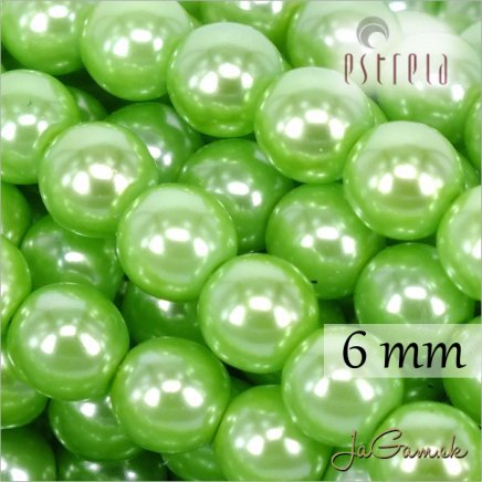 Voskované perly - ESTRELA - zelená 13548, veľkosť 6 mm, 20 ks (č.16)