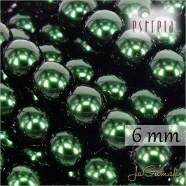 Voskované perly - ESTRELA - zelená tmavá 12588, veľkosť 6 mm, 20 ks (č.18)