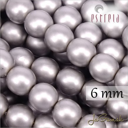 Voskované perly - ESTRELA - šedá matná 47715, veľkosť 6 mm, 20 ks (č.22)