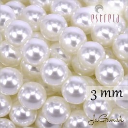 Voskované perly - ESTRELA - biela 12025, veľkosť 3 mm, 40 ks (č.1)