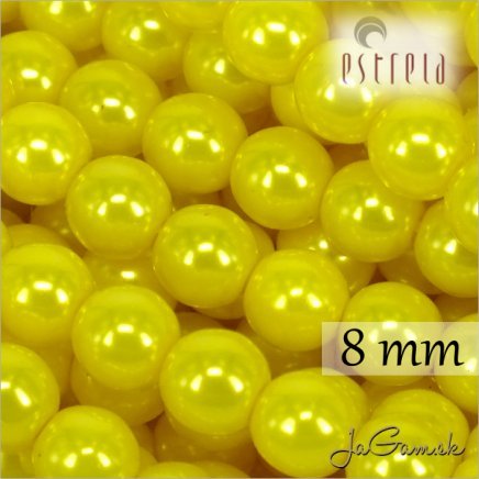 Voskované perly - ESTRELA - žltá 13818, veľkosť 8 mm, 15 ks (č.4)