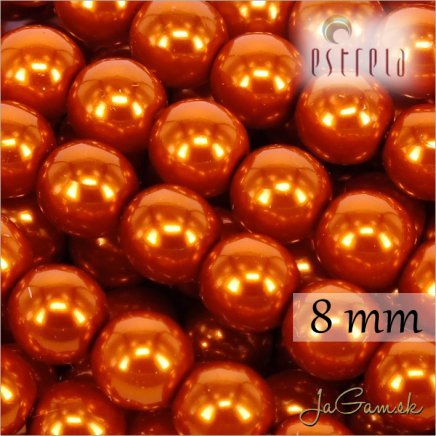 Voskované perly - ESTRELA - oranžová 12879, veľkosť 8 mm, 15 ks (č.6)