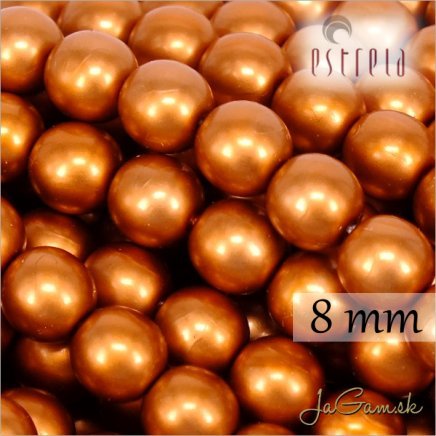 Voskované perly - ESTRELA - oranžová matná 47878, veľkosť 8 mm, 15 ks (č.7)
