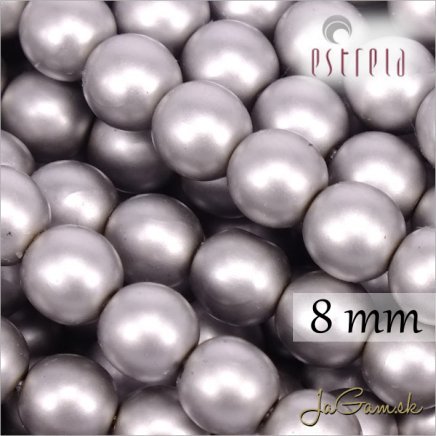 Voskované perly - ESTRELA - šedá matná 47715, veľkosť 8 mm, 15 ks (č.22)