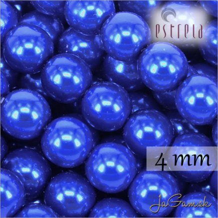 Voskované perly - ESTRELA - modrá tmavá 13349, veľkosť 4 mm, 120 ks (č.13)