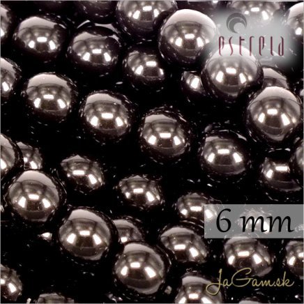 Voskované perly - ESTRELA - čierna 12495, veľkosť 6 mm, 80 ks (č.21)