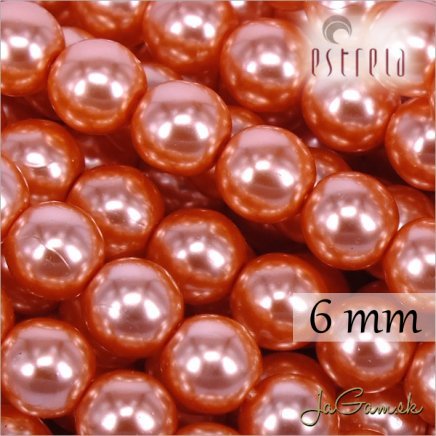 Voskované perly - ESTRELA - lososová 12885, veľkosť 6 mm, 80 ks (č.23)