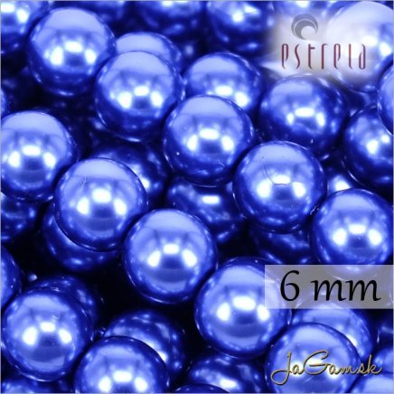Voskované perly - ESTRELA - modrá 12395, veľkosť 6 mm, 80 ks (č.14)