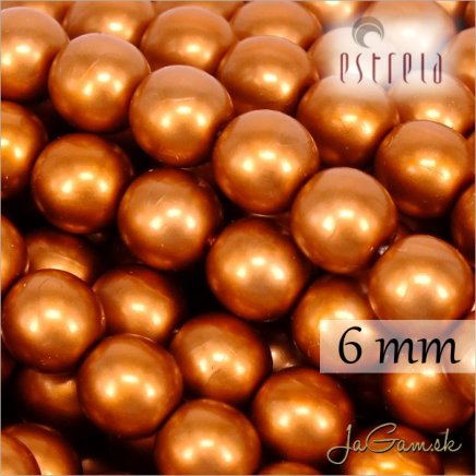 Voskované perly - ESTRELA - oranžová matná 47878, veľkosť 6 mm, 80 ks (č.7)