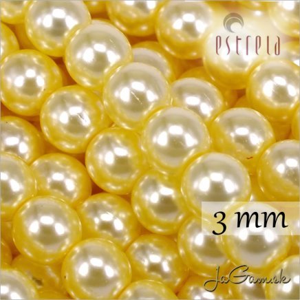 Voskované perly - ESTRELA - žltá sv.12835, veľkosť 3 mm, 40 ks (č.24)