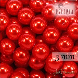 Voskované perly - ESTRELA - červená 12985, veľkosť 3 mm, 40 ks (č.26)