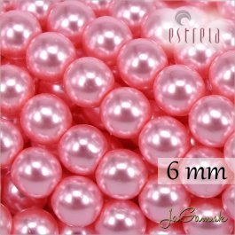Voskované perly - ESTRELA - ružová sv. 12755, veľkosť 6 mm, 20 ks (č.25)
