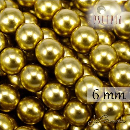 Voskované perly - ESTRELA - zlatá 47835, veľkosť 6 mm, 20 ks (č.29)
