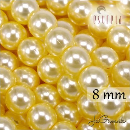Voskované perly - ESTRELA - žltá sv. 12835, veľkosť 8 mm, 15 ks (č.24)