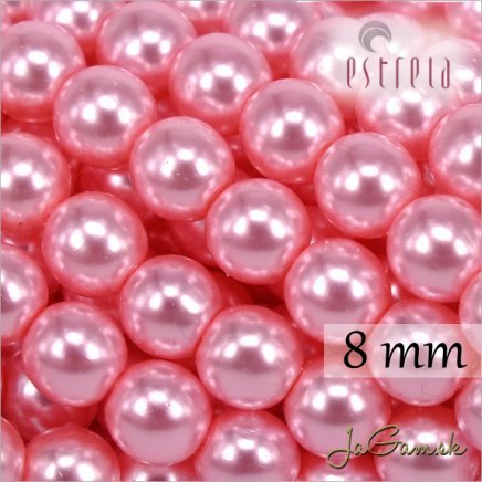 Voskované perly - ESTRELA - ružová sv. 12755, veľkosť 8 mm, 75 ks (č.25)