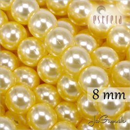 Voskované perly - ESTRELA - žltá sv. 12835, veľkosť 8 mm, 75 ks (č.24)