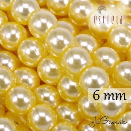 Voskované perly - ESTRELA - žltá sv. 12835, veľkosť 6 mm, 80 ks (č.24)