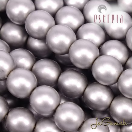 Voskované perly - ESTRELA - šedá matná 47715, veľkosť 12 mm, 8 ks (č.22)