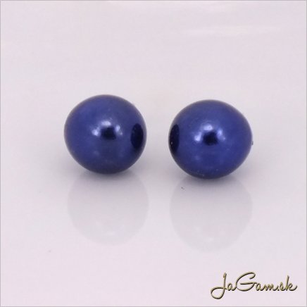 Poldierové voskované perly - ESTRELA - modrá tmavá 17386, 8 mm, 4 ks