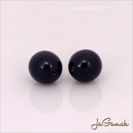 Poldierové voskované perly - ESTRELA - čierna 12495, 8 mm, 4 ks