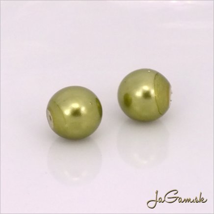 Poldierové voskované perly - ESTRELA - zelená 12565, 8 mm, 4 ks