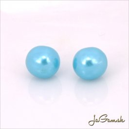 Poldierové voskované perly - ESTRELA - modrá azúrová 13378, 8 mm, 4 ks